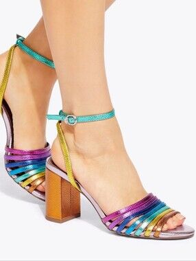 KURT GEIGER LONDON Pierra Leather Block Heel Sandals Size US 7